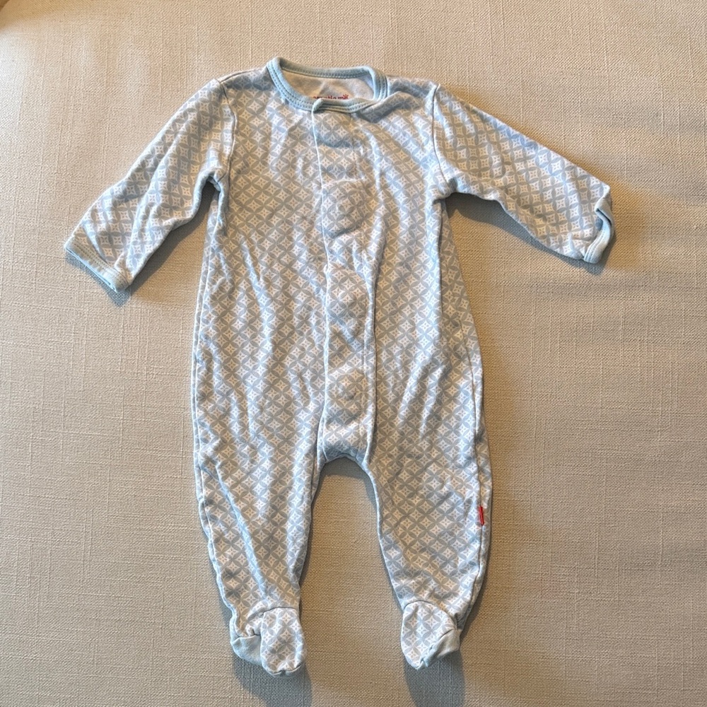 Magnetic Me Light Blue Patterned One-Piece Footed Pajamas
